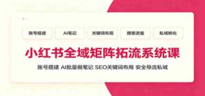 小红书全域矩阵拓流系统课:账号搭建、AI批量做笔记,SEO关键词布局、安全导流私域-中创网_分享创业项目_助您在家赚钱
