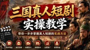 三国真人短剧实操教学,带你一步步掌握真人短剧的实战方法-中创网_分享创业项目_助您在家赚钱