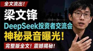 全文流出梁文锋DeepSeek投资者交流会神秘录音曝光,感兴趣的抓紧看【PDF文档】-中创网_分享创业项目_助您在家赚钱