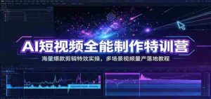 AI短视频全能制作特训营:海量爆款剪辑特效实操,多场景视频量产落地教程-中创网_分享创业项目_助您在家赚钱
