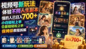 视频号新玩法体验不同人生副本,懂的人已日入700+,小白轻松上手,0基础轻松上手,保姆级教程拆解-中创网_分享创业项目_助您在家赚钱