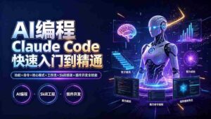 (19306期)AI编程 Claude Code快速入门到精通:功能×命令×核心模式×工作流×Skill搭建×插件开发全技能-中创网_分享创业项目_助您在家赚钱