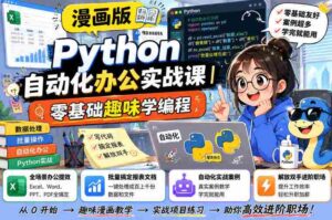 漫画版Python自动化办公实战课|零基础趣味学编程,全场景办公提效、批量搞定报表文档、解放双手进阶职场-中创网_分享创业项目_助您在家赚钱