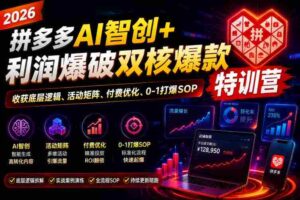 2026拼多多AI智创+利润爆破双核爆款特训营,收获底层逻辑、活动矩阵、付费优化、0-1打爆SOP-中创网_分享创业项目_助您在家赚钱