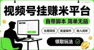 最新视频号挂G賺米平台，自带脚本，长期能做，简单无脑【揭秘】-中创网_分享创业项目_助您在家赚钱