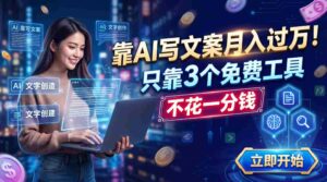 （19266期） 靠AI写文案月入过万，只靠3个免费工具，不花一分钱-中创网_分享创业项目_助您在家赚钱