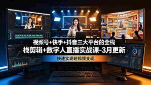 (19146期)视频号+快手+抖音三大平台的全栈剪辑+数字人直播实战课-3月更新:快速实现短视频变现-中创网_分享创业项目_助您在家赚钱