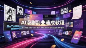 (19157期)AI漫剧副业速成教程,取材编剧剪辑一站式教学;快速上手实现内容变现接单增收-中创网_分享创业项目_助您在家赚钱