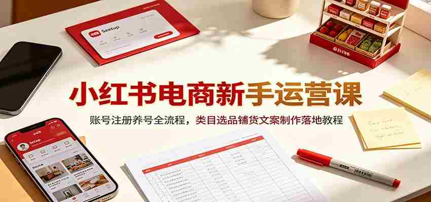 小红书电商新手运营课：账号注册养号全流程，类目选品铺货文案制作落地教程-中创网_分享创业项目_助您在家赚钱