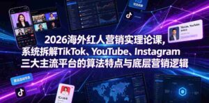 2026海外红人营销实理论课,系统拆解TikTok、YouTube、Instagram三大主流平台的算法特点与底层营销逻辑-中创网_分享创业项目_助您在家赚钱