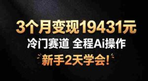 3个月变现19431，冷门赛道，全程Ai操作，新手2天学会！【揭秘】-中创网_分享创业项目_助您在家赚钱