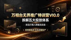 (19184期)万相台无界推广特训营VI0.0,拆解五大投放体系,新品打爆人群截流实操,控预算稳步拉高店铺投产-中创网_分享创业项目_助您在家赚钱