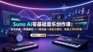 (19264期)Suno AI零基础音乐创作课:账号准备→界面解析→一键成曲→自定义模式,快速上手AI作曲-中创网_分享创业项目_助您在家赚钱