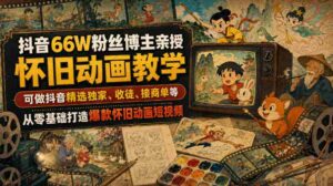 抖音66W粉丝博主亲授怀旧动画教学,可做抖音精选独家、收徒、接商单等,从零基础打造爆款怀旧动画短视频-中创网_分享创业项目_助您在家赚钱