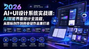 2026 AI+UI设计系统实战课：AI赋能界面设计全流程，从图标创作到商业级作品集打造-中创网_分享创业项目_助您在家赚钱