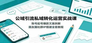 公域引流私域转化运营实战课:账号起号爆款文案拆解,朋友圈社群IP搭建全套教程-中创网_分享创业项目_助您在家赚钱