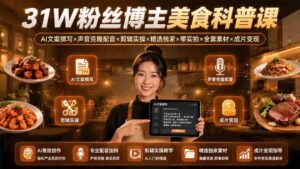 (19558期)31W粉丝博主美食科普课:AI文案撰写×声音克隆配音×剪辑实操×精选独家×零实拍×全套素材×成片变现-中创网_分享创业项目_助您在家赚钱