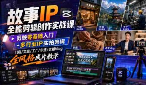 故事IP全能剪辑创作实战课|剪映零基础入门+多行业IP实拍剪辑,门店/文旅/工厂/非遗/老板Vlog全风格成片教学-中创网_分享创业项目_助您在家赚钱