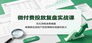 微付费投放复盘实战课：优化消耗浪费难题，搭建稳定高投产投放策略实现盈利放大-中创网_分享创业项目_助您在家赚钱