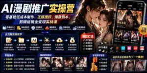 AI漫剧推广实操营|零基础低成本制作、正版授权、爆款剧本、剪辑运镜全变现实战课-中创网_分享创业项目_助您在家赚钱