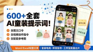 (19302期)600+全套AI童装提示词!含图文口令+视频动作指令+配套参考图,Word/Excel规整分类,童装电商、种草无脑量产内容-中创网_分享创业项目_助您在家赚钱