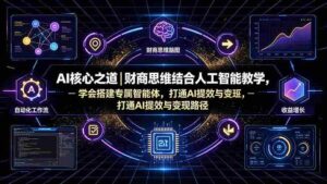 (19542期)AI核心之道|财商思维结合人工智能教学,学会搭建专属智能体,打通AI提效与变现路径-中创网_分享创业项目_助您在家赚钱