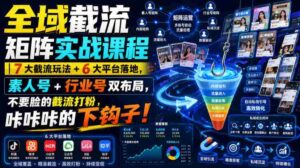 全域截流矩阵实战课程|7大截流玩法+6大平台落地,素人号+行业号双布局,不要脸的截流打粉,咔咔咔的下钩子!-中创网_分享创业项目_助您在家赚钱