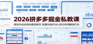 2026拼多多掘金私教课:新品冷启动竞品截流教学,直通车拖价SKU定价利润翻倍打法-中创网_分享创业项目_助您在家赚钱