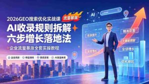 (19333期)2026GEO搜索优化实战课:AI收录规则拆解|六步增长落地法|企业流量暴涨全套实操教程-中创网_分享创业项目_助您在家赚钱