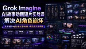 Grok Imagine AI故事动画短片实战课|解决AI角色崩坏,从零制作电影级叙事动画、精剪成片全教程(中英字幕)-中创网_分享创业项目_助您在家赚钱