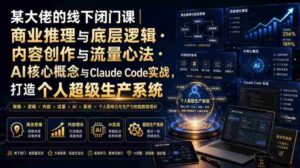 某大佬的线下闭门课|商业推理与底层逻辑・内容创作与流量心法・AI核心概念与Claude Code实战,打造个人超级生产系统【录音+图片】-中创网_分享创业项目_助您在家赚钱
