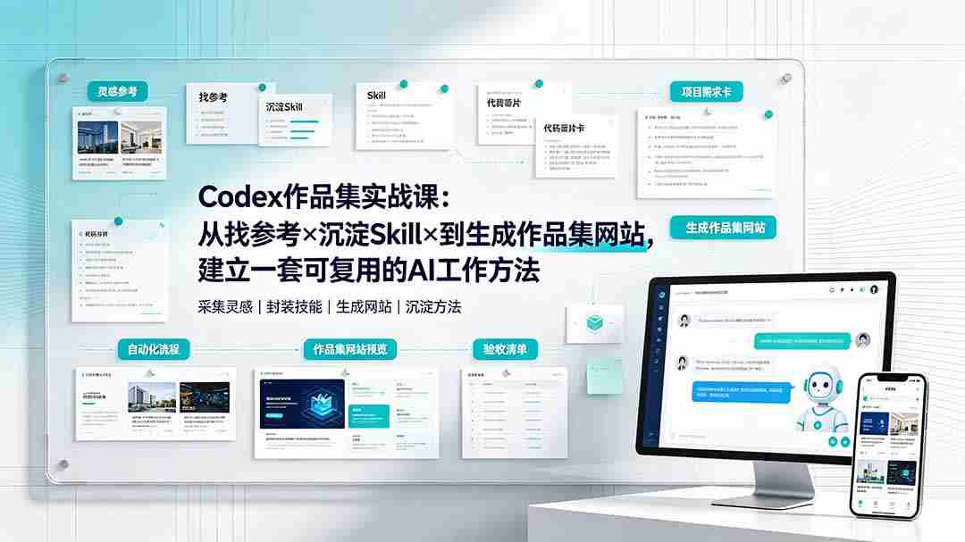 （19361期）Codex作品集实战课：从找参考×沉淀Skill×到生成作品集网站，建立一套可复用的AI工作方法-中创网_分享创业项目_助您在家赚钱
