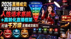 2026直播成交实战训练营:人性话术系统+高转化直播框架,打造千万级主播成交能力-中创网_分享创业项目_助您在家赚钱