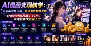 AI漫画变现教学:不用手写提示词,自动生成脚本文案,一份伙伴计划万播5-10米,一条爆款推文收益上W-中创网_分享创业项目_助您在家赚钱