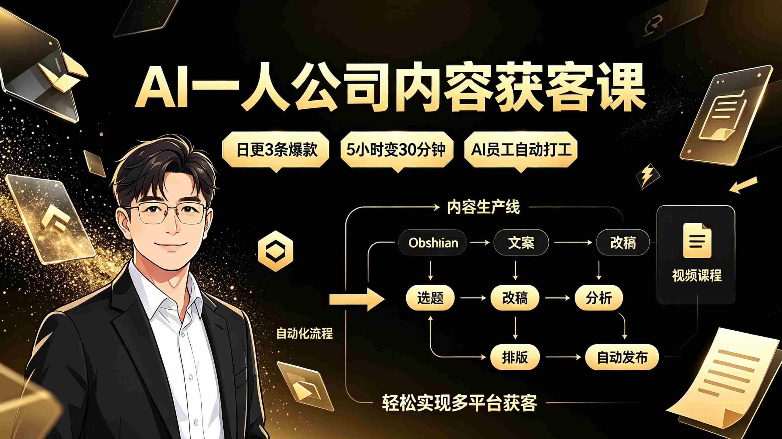 (19387期)AI一人公司内容获客课:日更3条爆款×5小时变30分钟×AI员工自动打工,轻松实现多平台获客-中创网_分享创业项目_助您在家赚钱