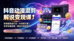 (19311期)抖音动漫混剪解说变现课:双增量精选打法|AI深度文案|花字封面剪辑| 精选与独家签约日入1000+-中创网_分享创业项目_助您在家赚钱