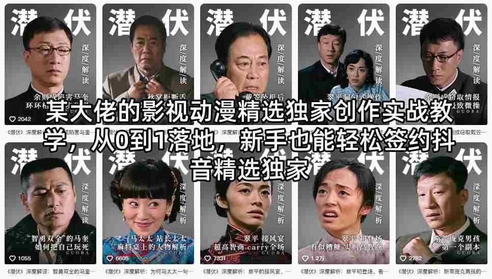 某大佬的影视动漫精选独家创作实战教学，从0到1落地，新手也能轻松签约抖音精选独家-中创网_分享创业项目_助您在家赚钱