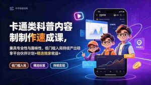 (19234期)卡通类科普内容制作速成课,兼具专业性与趣味性,低门槛入局持续产出稳拿平台伙伴计划+精选独家收益-中创网_分享创业项目_助您在家赚钱