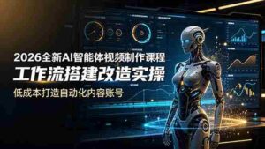 (19127期)2026全新AI Codex智能体视频制作课程,工作流搭建改造实操,低成本打造自动化内容账号-中创网_分享创业项目_助您在家赚钱