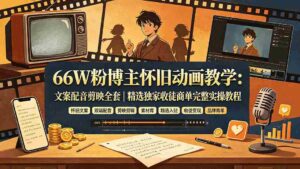 (19499期)66W粉博主怀旧动画教学:文案配音剪映全套|精选独家收徒商单完整实操教程-中创网_分享创业项目_助您在家赚钱