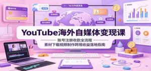 YouTube海外自媒体变现课:账号注册收款全流程,素材下载视频制作跨境收益落地指南-中创网_分享创业项目_助您在家赚钱