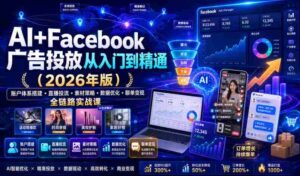 AI+Facebook广告投放从入门到精通(2026年版)|账户体系搭建・直播投流・素材策略・数据优化・聊单变现全链路实战课-中创网_分享创业项目_助您在家赚钱