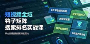 短视频全域钩子矩阵搜索排名实战课|6大平台矩阵布局、关键词堆量抢占搜索流量、钩子私域导流、AI批量内容生成-中创网_分享创业项目_助您在家赚钱
