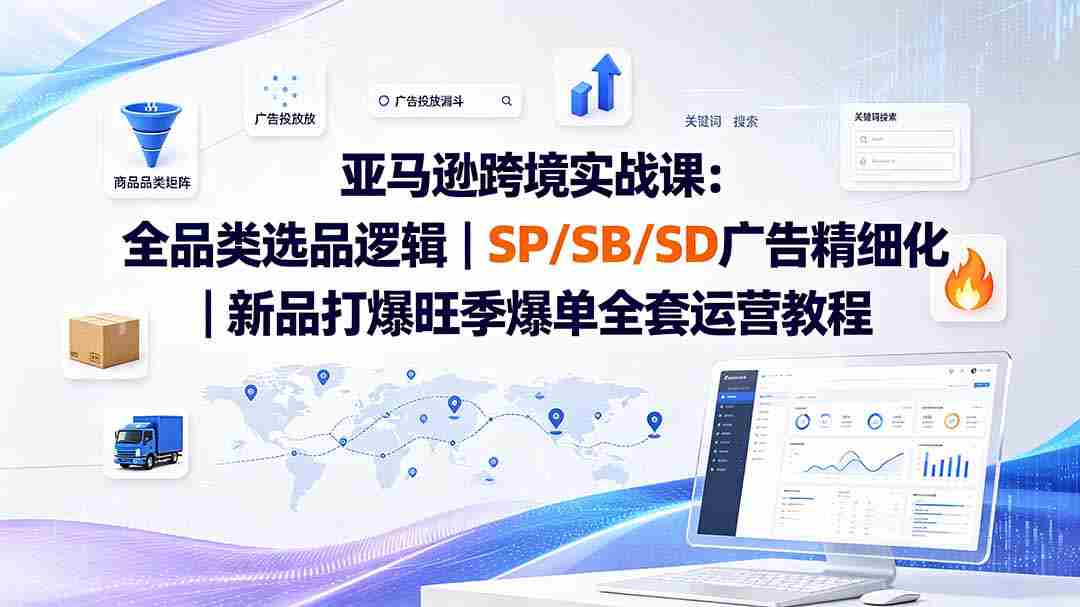 （19563期）亚马逊跨境实战课-更新：全品类选品逻辑｜SP/SB/SD广告精细化｜新品打爆旺季爆单全套运营教程-中创网_分享创业项目_助您在家赚钱