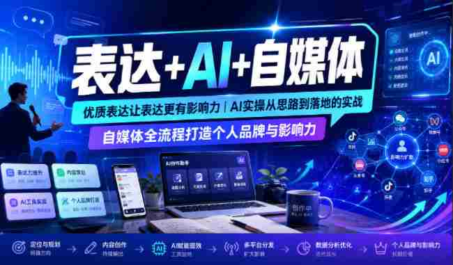 表达+AI+自媒体,优质表达让表达更有影响力|AI实操从思路到落地的实战|自媒体全流程打造个人品牌与影响力
