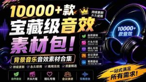 （19444期）宝藏级音效素材包！10000+款背景音乐音效素材合集，自然片头婚礼会议常用音效包，分类清晰-中创网_分享创业项目_助您在家赚钱