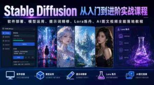 Stable Diffusion从入门到进阶实战课程|软件部署、模型运用、提示词精修、Lora炼丹、AI图文视频全能落地教程-中创网_分享创业项目_助您在家赚钱