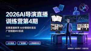 (19216期)2026AI导演直播训练营第4期,实景直播教学AI分镜视听语言,广告短剧MV实战,解决人物画面崩坏痛点-中创网_分享创业项目_助您在家赚钱