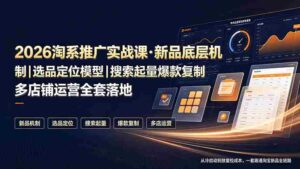 (19272期)2026淘系推广实战课·新品底层机制|选品定位模型|搜索起量爆款复制多店铺运营全套落地教程-中创网_分享创业项目_助您在家赚钱