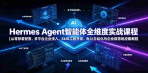 Hermes Agent智能体全维度实战课程|从零部署配置、多平台企业接入、Skill工程开发、办公自动化与企业级落地应用教程-中创网_分享创业项目_助您在家赚钱